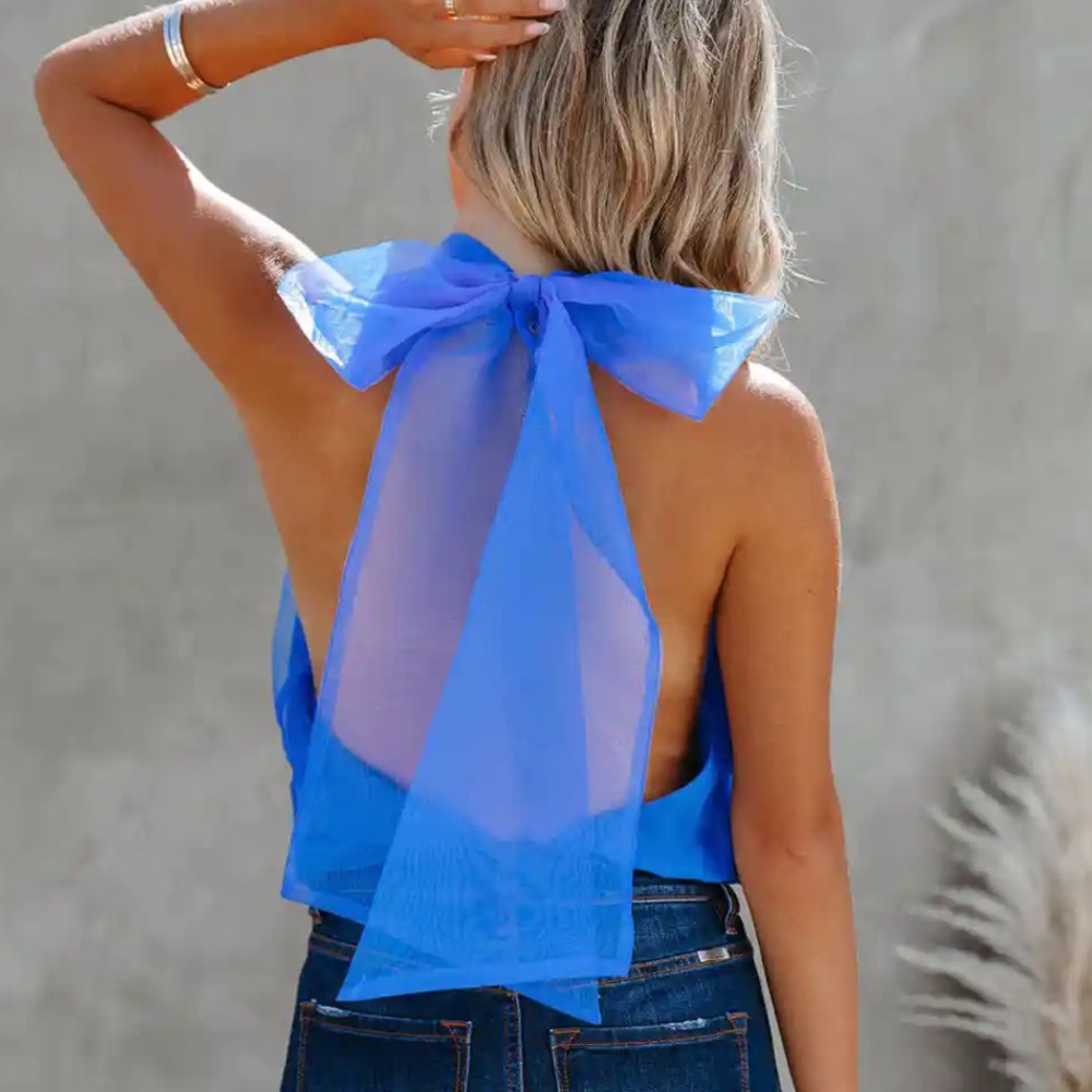 VICI WONDROUS BACKLESS HALTER BODYSUIT - ROYAL BLUE